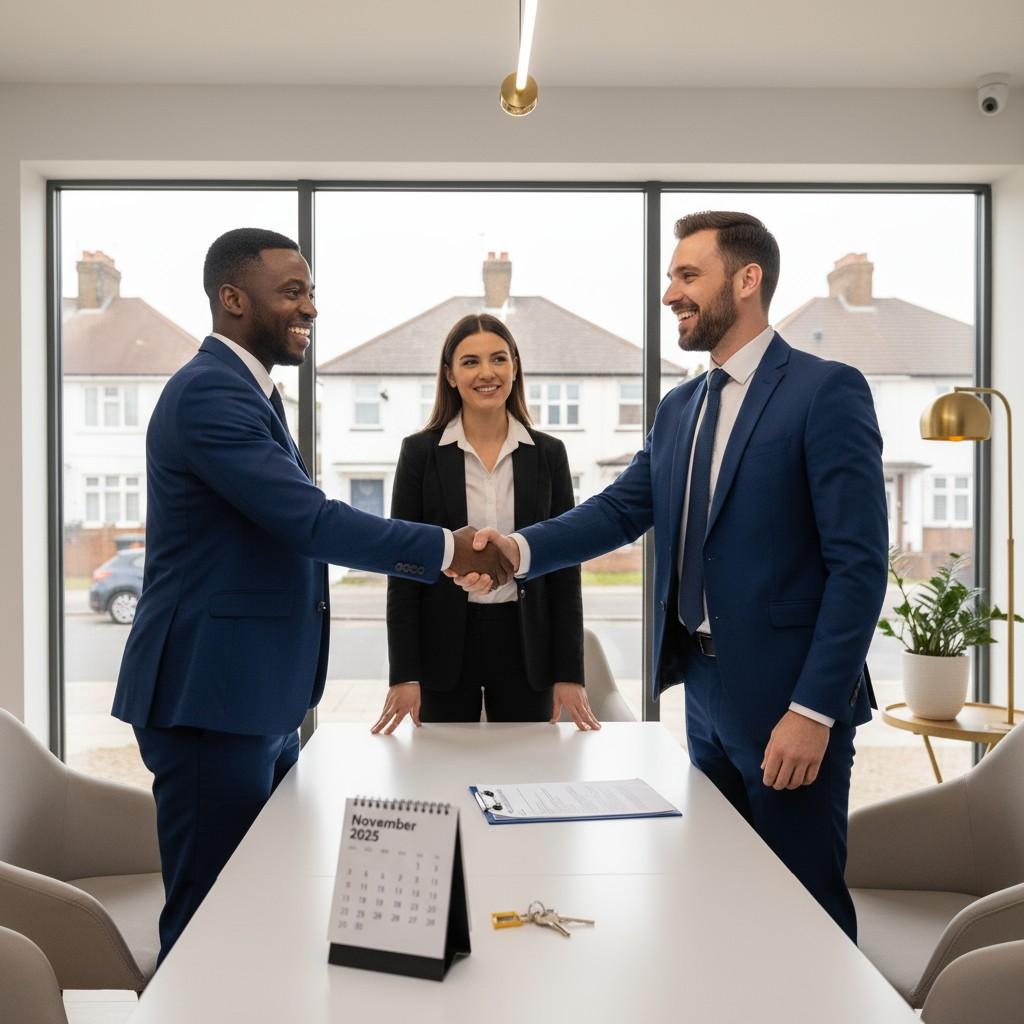 Successful property transaction in Harrow November 2025 showing buyer and seller completing deal with EmpireChase estate agents